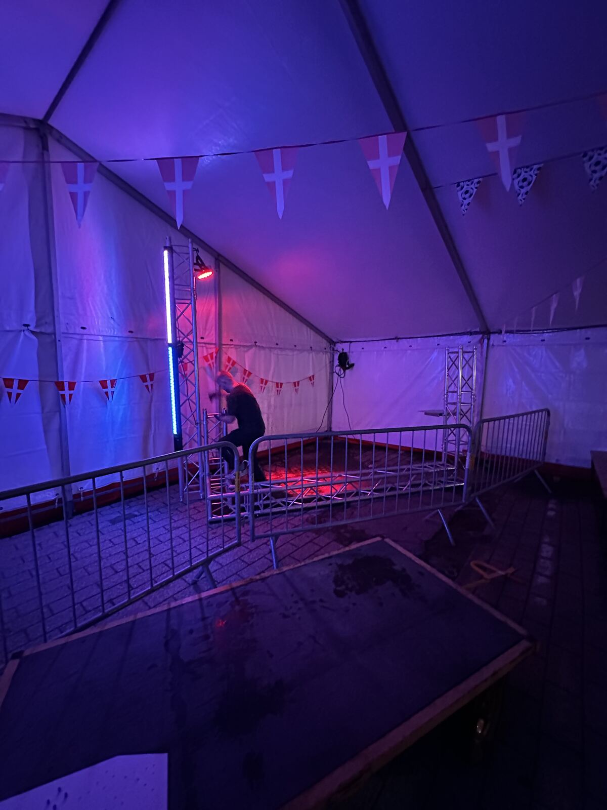 Tent stage, lit up