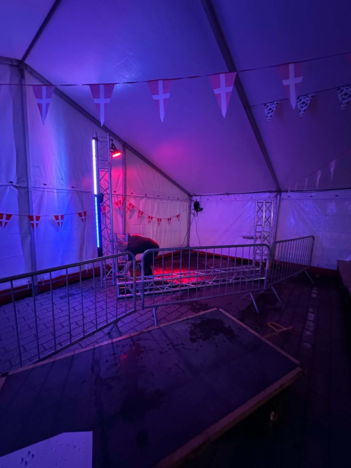 Tent stage, lit up